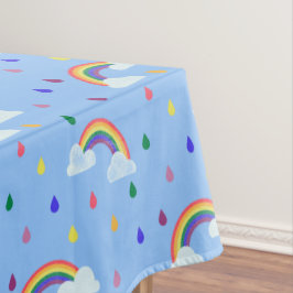 Niedliches Rainbow Sky Raindrops Muster Tischdecke