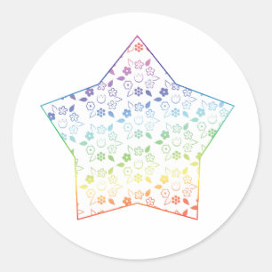 Niedliches Rainbow Spring Blume Lattice Muster Runder Aufkleber