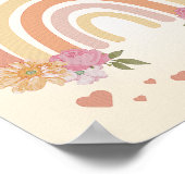 Niedliches Rainbow Sun Hearts Kinderzimmer Print K Poster (Ecke)