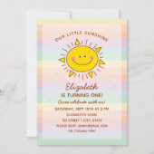 Niedliches Rainbow Sunshine Baby Erstgeburt Einladung (Vorderseite)