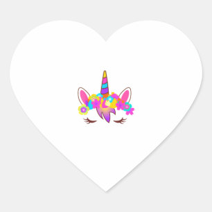 Niedliches Rainbow Unicorage-Shirt Herz-Aufkleber