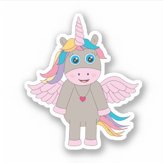Niedliches Rainbow Unicordesign Aufkleber (Vorderseite)