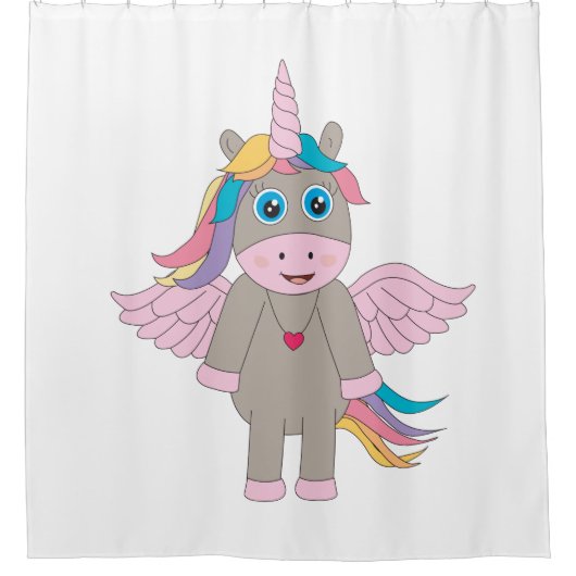 Niedliches Rainbow Unicordesign Duschvorhang (Vorderseite)