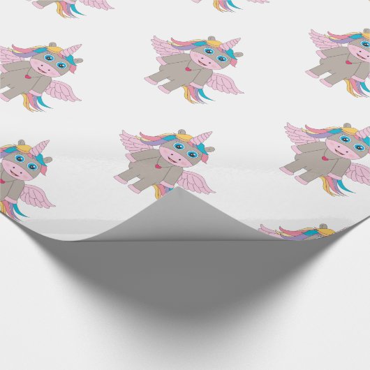 Niedliches Rainbow Unicordesign Geschenkpapier (Ecke)