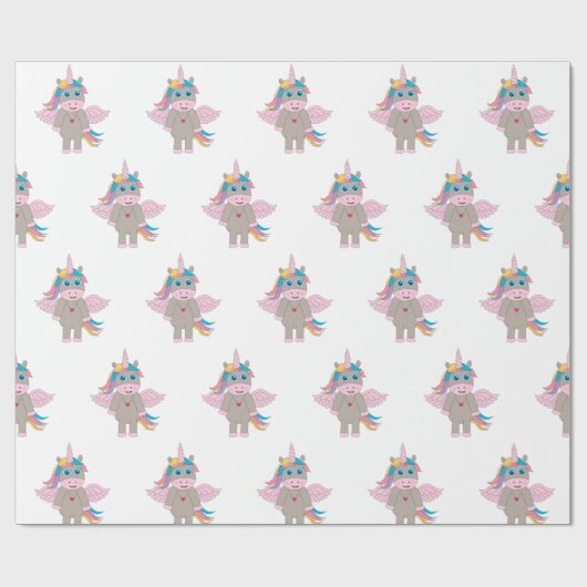 Niedliches Rainbow Unicordesign Geschenkpapier (Flach)