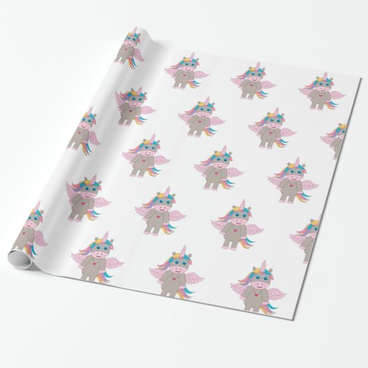 Niedliches Rainbow Unicordesign Geschenkpapier (Ungerollt)