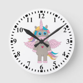 Niedliches Rainbow Unicordesign Runde Wanduhr