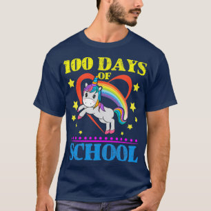 Niedliches Rainbow Unicorn 00 Tage Schule T-Shirt