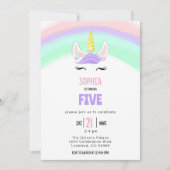 Niedliches Rainbow Unicorn Geburtstag Einladung (Vorderseite)