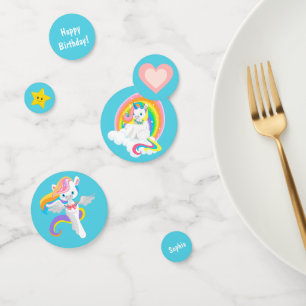 Niedliches Rainbow Unicorn Geburtstag Konfetti