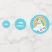 Niedliches Rainbow Unicorn Geburtstag Konfetti (Vorderseiten)