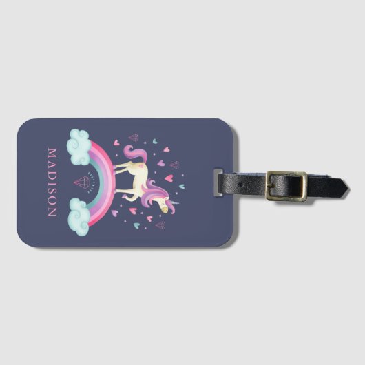 Niedliches Rainbow Unicorn Gepäckanhänger (Vorderseite (Horizontal))