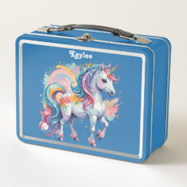 Niedliches Rainbow Unicorn Metall Brotdose