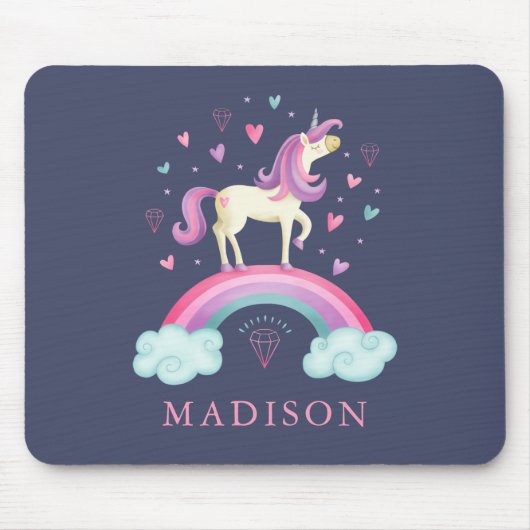Niedliches Rainbow Unicorn Mousepad (Vorne)