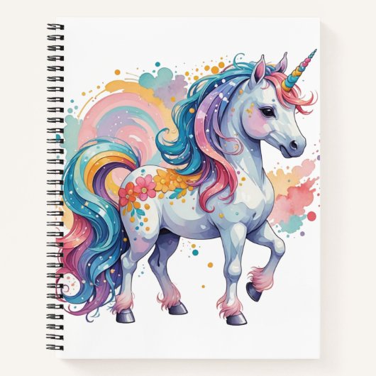 Niedliches Rainbow Unicorn Notizblock (Vorderseite)