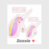 Niedliches Rainbow Unicoron Notebook Personalisier Aufkleber (Blatt)