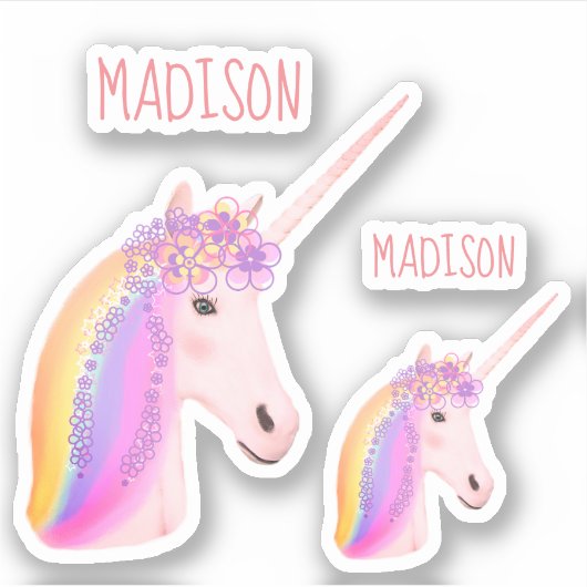 Niedliches Rainbow Unicoron Notebook Personalisier Aufkleber (Vorderseite)