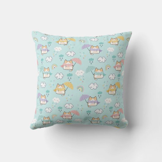 Niedliches Rainy Day Pattern Kissen (Rückseite)