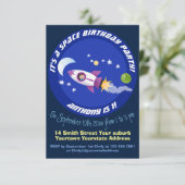 Niedliches Raketenschiff zur Darstellung des Carto Einladung (Stehend Vorderseite)