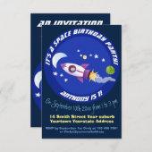 Niedliches Raketenschiff zur Darstellung des Carto Einladung (Vorne/Hinten)