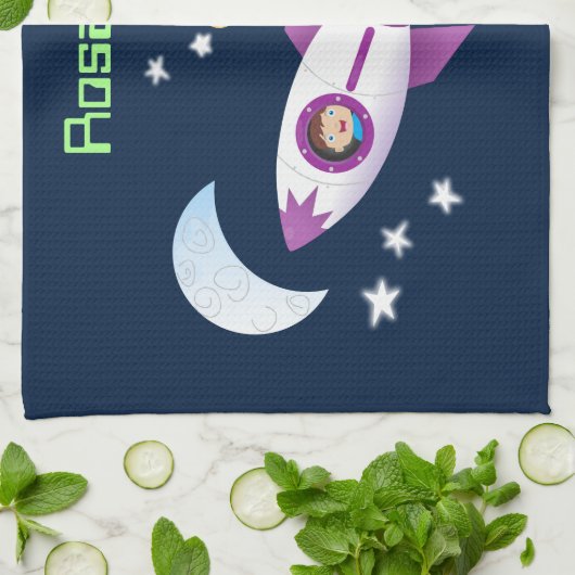 Niedliches Raketenschiff zur Darstellung des Carto Geschirrtuch (Gefaltet)