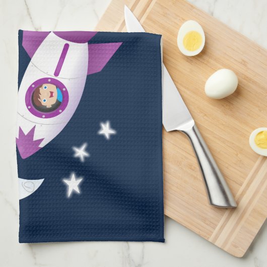 Niedliches Raketenschiff zur Darstellung des Carto Geschirrtuch (Viertel Falte)