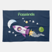 Niedliches Raketenschiff zur Darstellung des Carto Geschirrtuch (Horizontal)