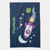 Niedliches Raketenschiff zur Darstellung des Carto Geschirrtuch (Vertikal)