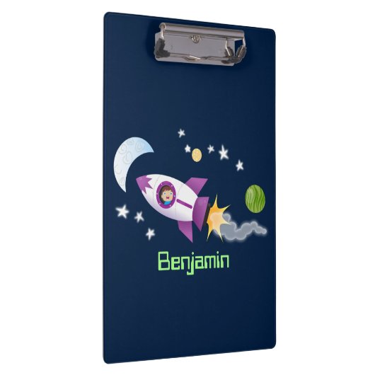 Niedliches Raketenschiff zur Darstellung des Carto Klemmbrett (Rechts)