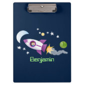 Niedliches Raketenschiff zur Darstellung des Carto Klemmbrett (Vorderseite)