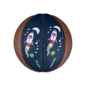 Niedliches Raketenschiff zur Darstellung des Carto Mini Basketball (Vertikal)