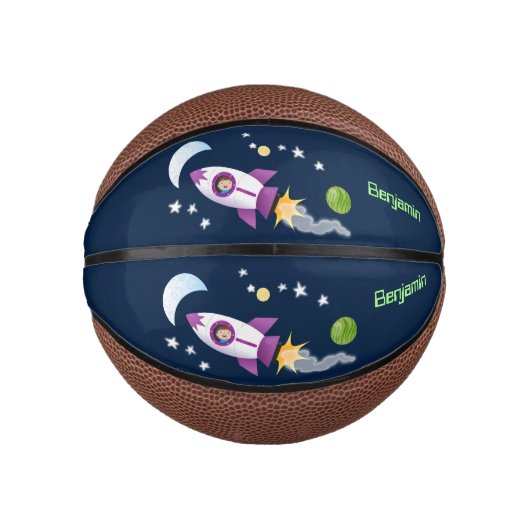 Niedliches Raketenschiff zur Darstellung des Carto Mini Basketball (Vorderseite)