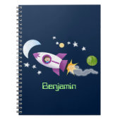 Niedliches Raketenschiff zur Darstellung des Carto Notizblock (Vorderseite)