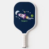 Niedliches Raketenschiff zur Darstellung des Carto Pickleball Schläger (Rückseite)
