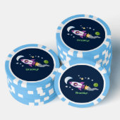 Niedliches Raketenschiff zur Darstellung des Carto Pokerchips (Stapel)
