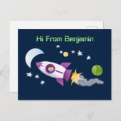 Niedliches Raketenschiff zur Darstellung des Carto Postkarte (Vorne/Hinten)