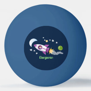 Niedliches Raketenschiff zur Darstellung des Carto Tischtennisball