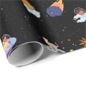 Niedliches Raumkätzchen in der Galaxie Geschenkpapier (Rolleneckpunkt)