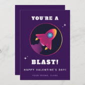 Niedliches Raumschiff Kinderschule Valentinstag Feiertagskarte (Vorne/Hinten)