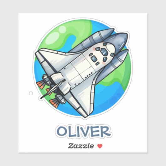 Niedliches Raumschiff um die Erde Aufkleber (Blatt)