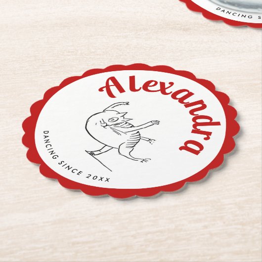 Niedliches Red and White Edward Lear Cat Dance Par Untersetzer (angewinkelt)
