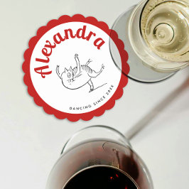 Niedliches Red and White Edward Lear Cat Dance Par Untersetzer