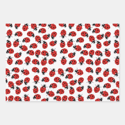 Niedliches Red & Black Ladybug Muster Geschenkpapier Set (Vorderseite)