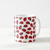 Niedliches Red & Black Ladybug Muster Kaffeetasse (VorderseiteRechts)