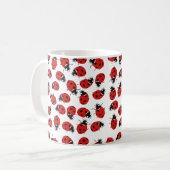Niedliches Red & Black Ladybug Muster Kaffeetasse (Vorderseite Links)