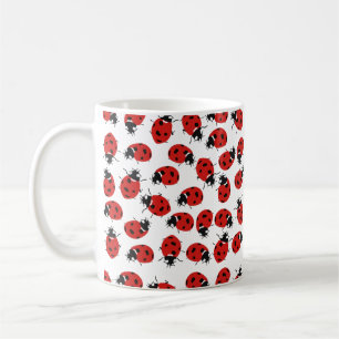 Niedliches Red & Black Ladybug Muster Kaffeetasse