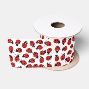 Niedliches Red & Black Ladybug Muster Satinband