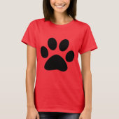 Niedliches Red Black Paw Print Pattern Moderne Sti T-Shirt (Vorderseite)