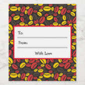 Niedliches Red Blue und Black Coffee Bean Illustra Weinetikett (Einzelnes Label)