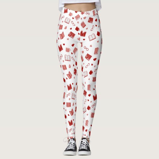 Niedliches Red Book and Reading Pattern Leggings (Vorderseite)